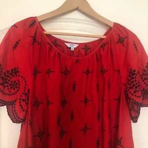 Red and Navy Eyelet Top